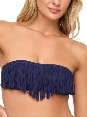 NWT L*Space Dixie Fringe Bandeau Bikini Top - Navy